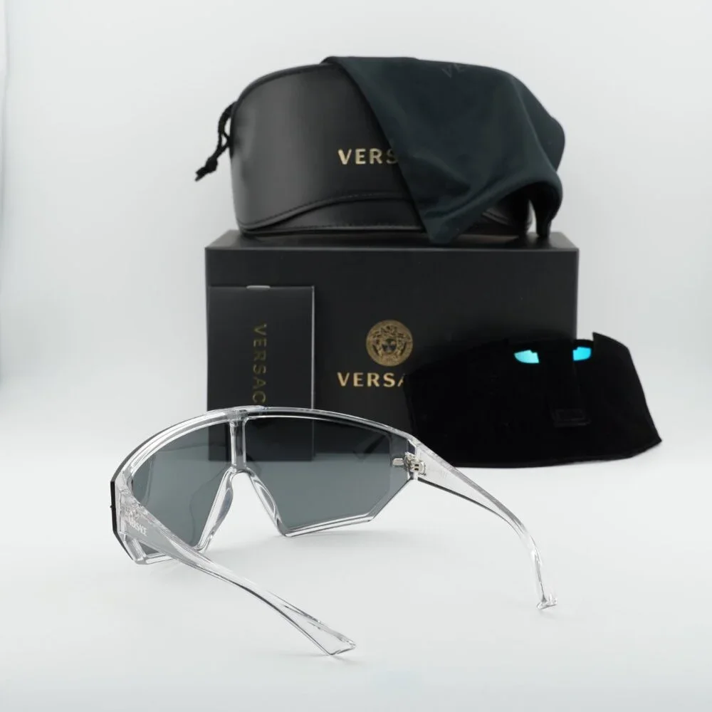Versace VE4461 148/6V Shield Sunglasses - Crystal / Grey / Blue Violet